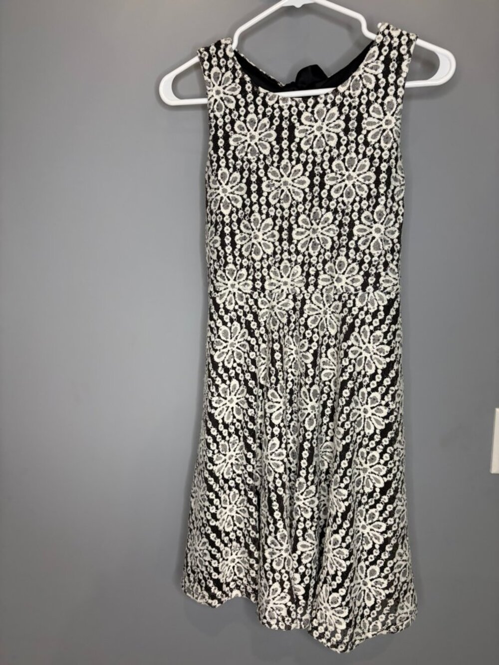 Speechless dress black net, ivory flowers, silver sequins, size 16 girls